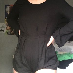 Black shorts Romper with open back